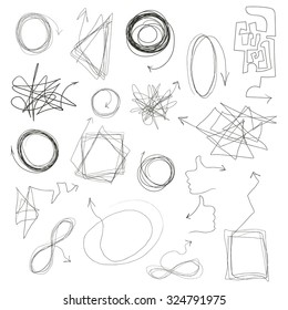 Vector design. Hand drawing.Black arrows on a white background.