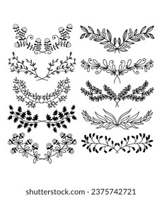 Vector design hand drawn floral graphic elements	