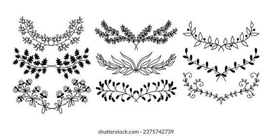 Vector design hand drawn floral graphic elements	