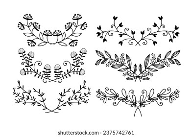 Vector design hand drawn floral graphic elements	