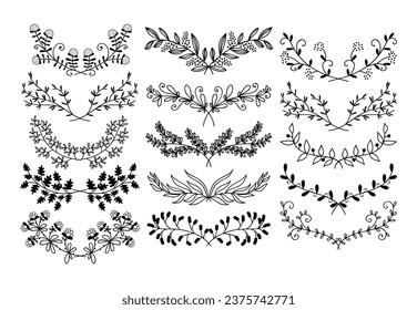 Vector design hand drawn floral graphic elements	