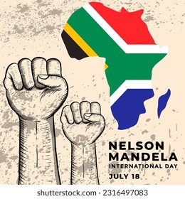 diseño vectorial mano dibujado nelson mandela día internacional