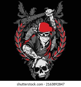 Diseño de vectores arte de mano ahogado por ilustración para la impresión de camisetas.