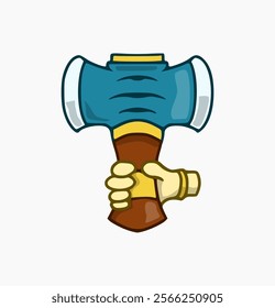 vector design of hand holding an axe. game symbol design