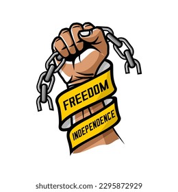 vector design of hand holding broken chain, independence or labor day vector