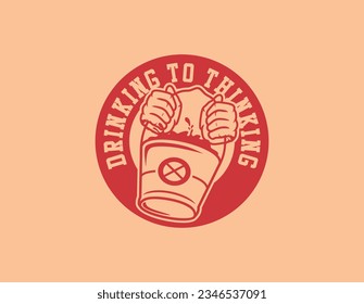 Vector design of a hand holding a bucket in red color. Design Aesthetic, Casual Fashion Streetwear, Slogan Typography. for screen printing t-shirts, hoodie. 