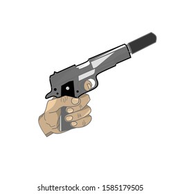 vector design of a hand holding a gun. simple but elegant concept.