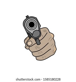 vector design of a hand holding a gun. simple but elegant concept.