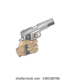 vector design of a hand holding a gun. simple but elegant concept.