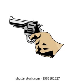 vector design of a hand holding a gun. simple but elegant concept.