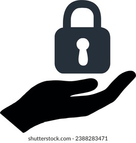 vector design of hand holding locked padlock. vector illustration