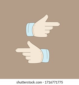 Diseño vectorial del icono de la mano hacia la derecha y la izquierda