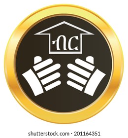 Vector design of hand lifting the growth of Ethiopia currency symbol Ethiopian birr representing money on golden web button icon. Vector concept of addiction to choose investment ideas and growth. 
