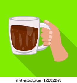 Vector design of hand and mug sign. Web element of hand and beer vector icon for stock.