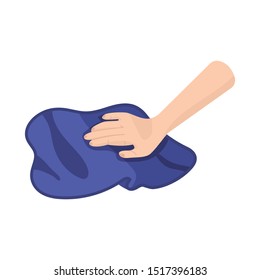 Vector design of hand and rag sign. Graphic of hand and cleaning vector icon for stock.