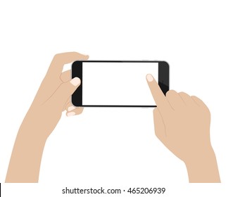 vector design hand using phone on white background