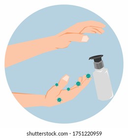 vector design of hand washing with sanitation, good for template design, health design campaign, icon, poster, logo, and any purpose