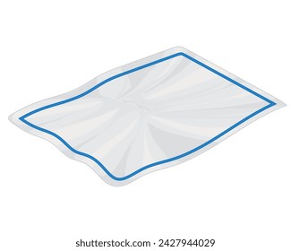 vector design of a handkerchief made of white cloth with blue lines with a small folded fold effect on the sides