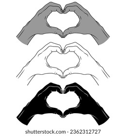 Vector design of hands forming a heart as a symbol of love