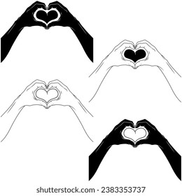 Vector design of hands forming a heart as a symbol of love