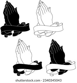 Vector design of hands together praying, hands of the priest praying to god