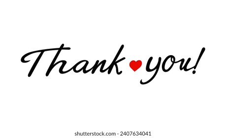 Vector design with handwritten text Thank You and heart shape.