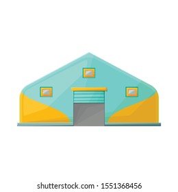 Vector design of hangar and awning sign. Graphic of hangar and warehouse vector icon for stock.