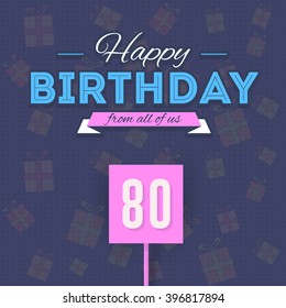 Vector Design of Happy Birthday Greeting Message Banner, Flyer, Age 80