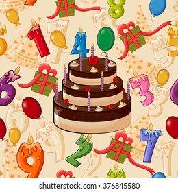 Vector design of Happy Birthday seamless pattern