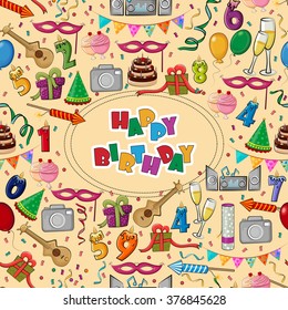 Vector design of Happy Birthday seamless pattern
