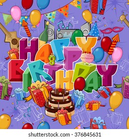 Vector design of Happy Birthday seamless pattern