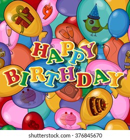 Vector design of Happy Birthday seamless pattern