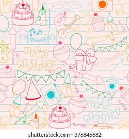 Vector design of Happy Birthday seamless pattern