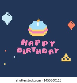 vector design happy birthday style pixel