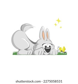 Vector Design. Happy Bunny Illustration suitable for: Posters, Prints, Websites, Cards, Planner Stickers and Inserts, Digital Planners, Posters, Invitations, Stationery, Scrapbooking materials etc