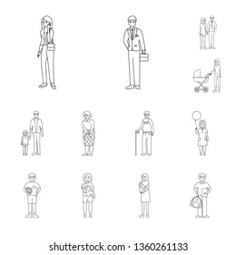 Vector design of happy  and character sign. Set of happy  and portrait stock vector illustration.