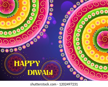 Vector design of Happy Diwali India festival greeting background in Indian art style