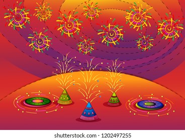 Vector design of Happy Diwali India festival greeting background in Indian art style