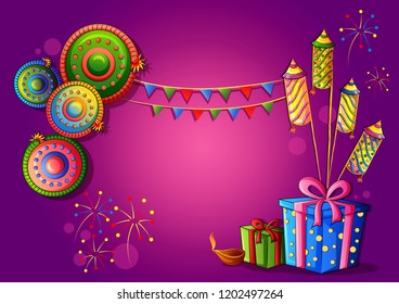 Vector design of Happy Diwali India festival greeting background in Indian art style