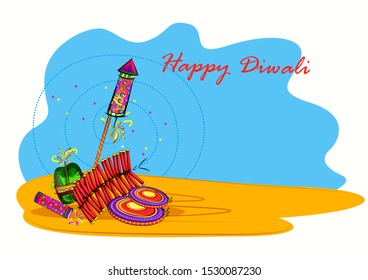 Vector design of Happy Diwali India festival greeting background in Indian art style