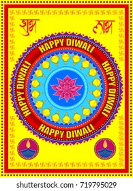 Vector design of Happy Diwali India festival greeting background in Indian truck kitsch art style