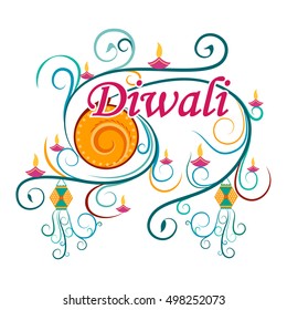 Vector design of Happy Diwali typography in calligraphy style for festival of India