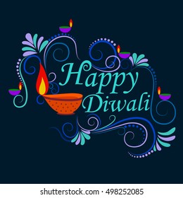 Vector design of Happy Diwali typography in calligraphy style for festival of India