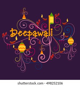 Vector design of Happy Diwali typography in calligraphy style for festival of India