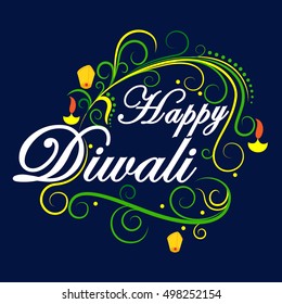Vector design of Happy Diwali typography in calligraphy style for festival of India