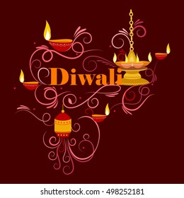 Vector design of Happy Diwali typography in calligraphy style for festival of India
