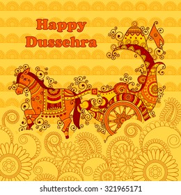 Vector design of Happy Dussehra chariot in Indian art style