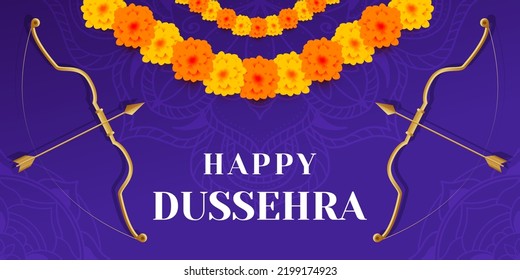 vector design happy dussehra horizontal banner illustration