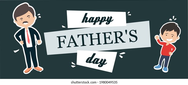 vector design, happy father's day greeting cards, father's day banners, posters and stickers, elegant and modern designs, father and son illustrations