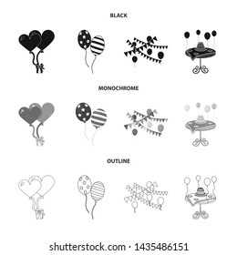 Vector design of happy and fun icon. Collection of happy and balloon stock vector illustration.
